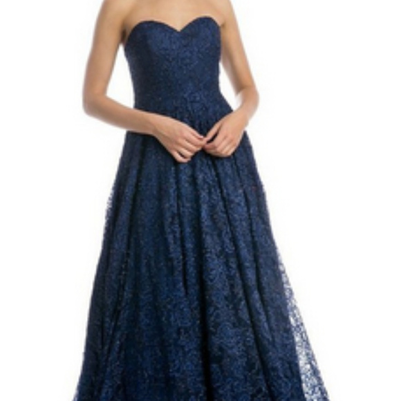 Navy A-Line Bridesmaid Long Dress